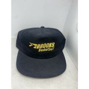 RARE Vintage Brooks Basketball Corduroy Trucker Snapback Hat Made in USA Black